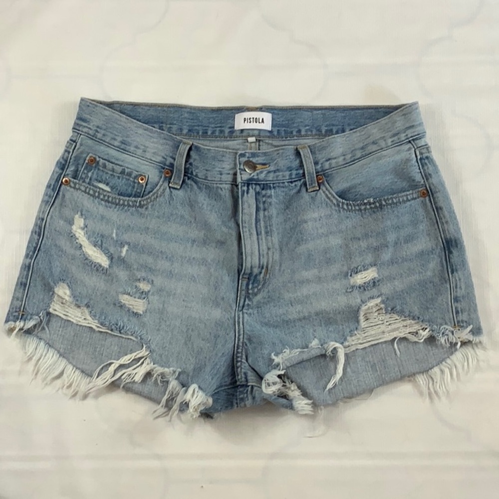 Pistola High Rise Shorts Distressed